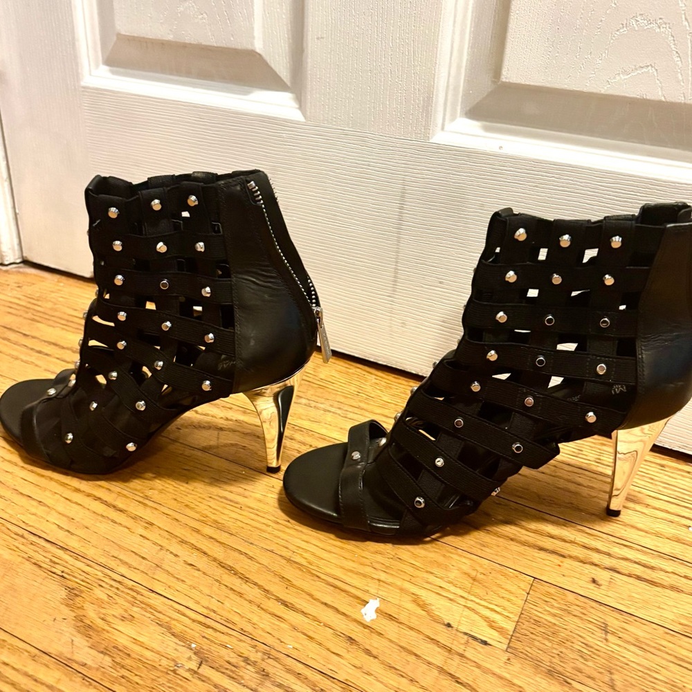 Michael Kors Chic Black Studded Heeled Sandals size 9